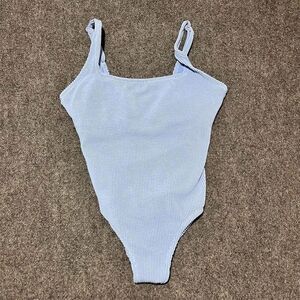 Kona Sol Women's XL Blue One-Piece Swimsuit Square Neck Ribbed